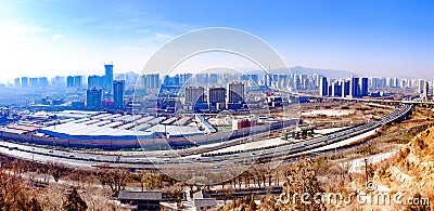 Overlooking the Plateau Pearl - Qinghai, Xining Stock Photo